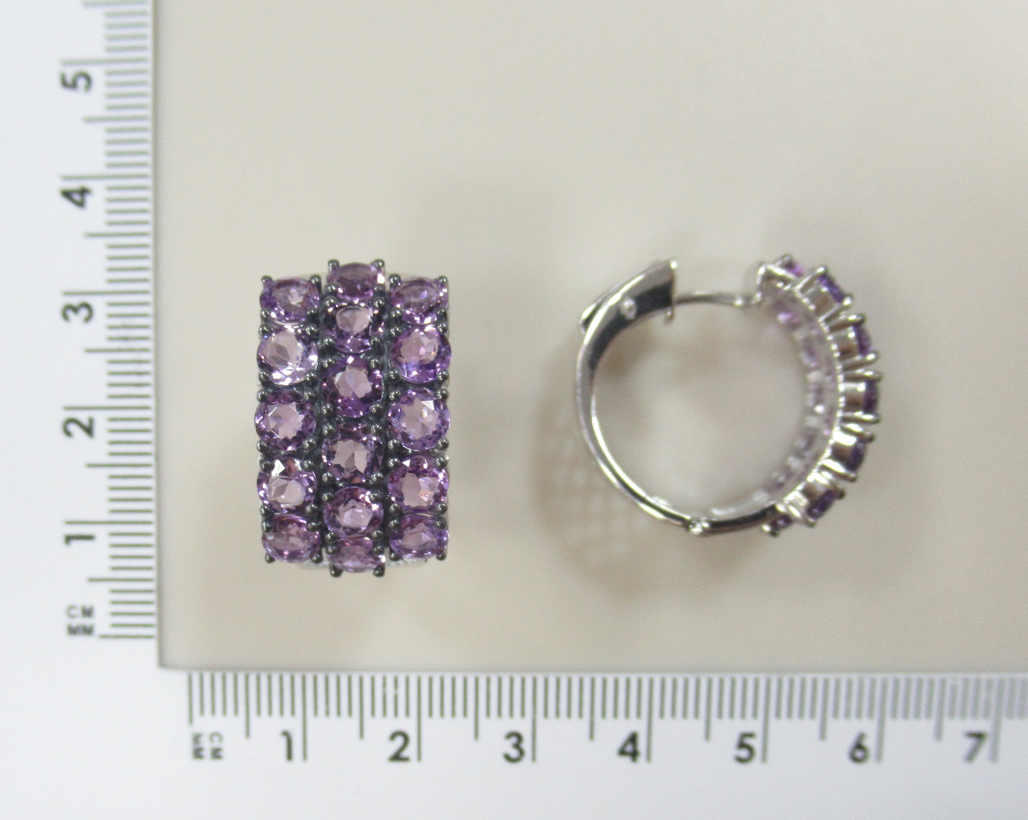 Серебряные серьги-конго с аметистами